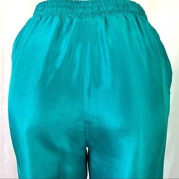 SECOND WIND VINTAGE SILK PANT LINED ELASTIC WAISTBAND HIGH RISE TROUSER WOMEN 10 - Picture 5 of 16